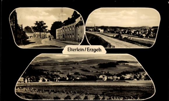 Ak Elterlein im Erzgebirge, Gesamtansicht, Straßenpartie