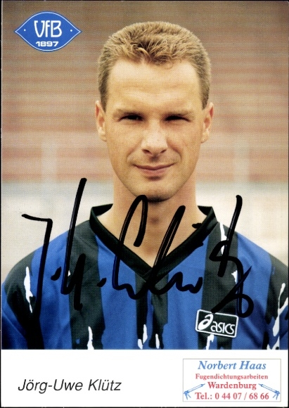 Autogrammkarte Fußballer Jörg-Uwe Klütz, VfB Oldenburg, Autogramm