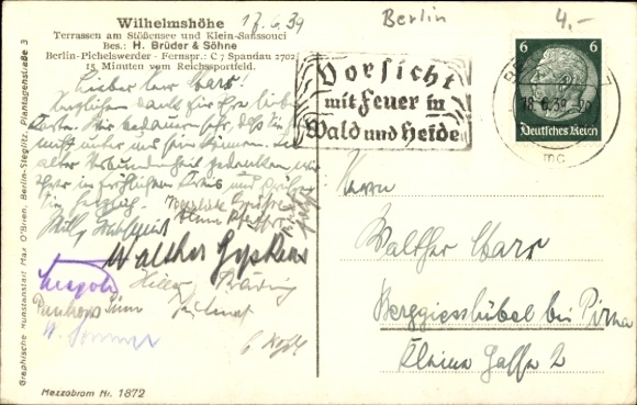 Postcard Berlin Spandau Wilhelmstadt Pichelswerder, Wilhelmshöhe, terraces at Stößensee, Little Sanssouci
