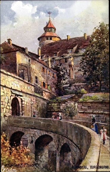 Artist PC Flower, Charles, Nuremberg in Bavaria, castle entrance