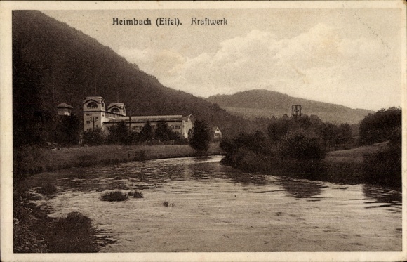 Postcard Heimbach Eifel Sauerland, view of the power plant