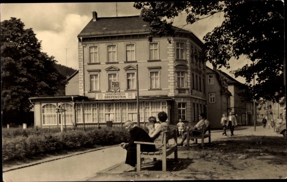 Postcard Bad Blankenburg, FDGB recreation home Greifenstein, park benches