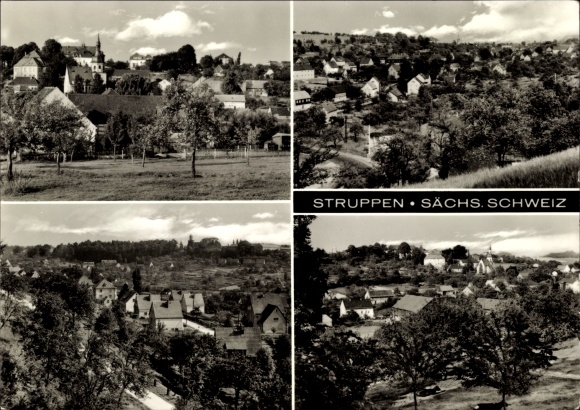 Ak Struppen in Sachsen, panorama, gedeeltelijk uitzicht, kerk