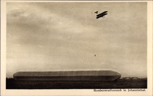 PC Berlin Treptow Johannisthal, airfield, attempt to throw a bomb, airplane, zeppelin