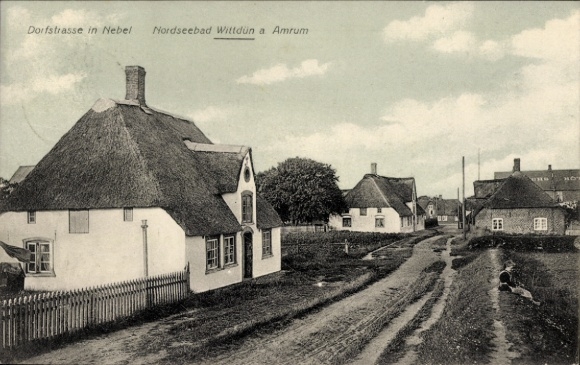 Postcard Fog on the island of Amrum North Frisia, Dorfstraße