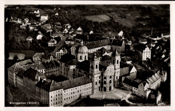 Postcard Weingarten in Württemberg, aerial photograph
