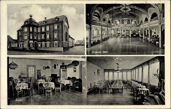 Ak Grossbothen Grimma in Saksen, Müller&#39;s restaurants, grote zaal, danspaleis, piano, podium