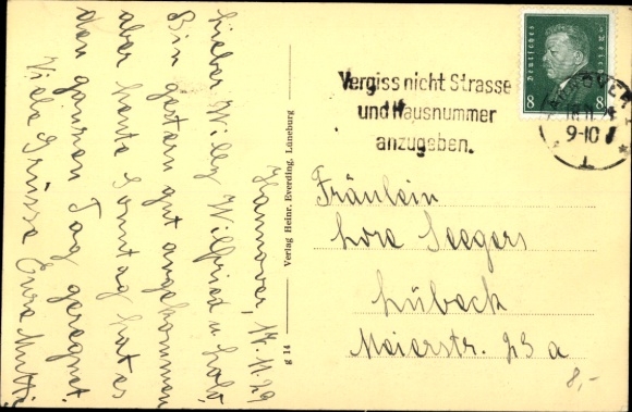Poem Postcard Lüneburg in Lower Saxony, The Pig Bone in the Town Hall, Heinz king