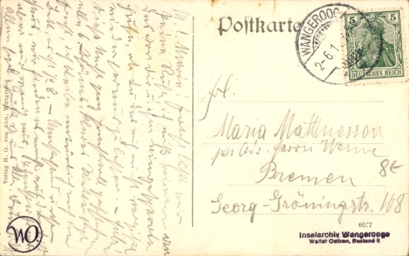 Postcard North Sea resort Wangerooge in East Frisia, lighthouse