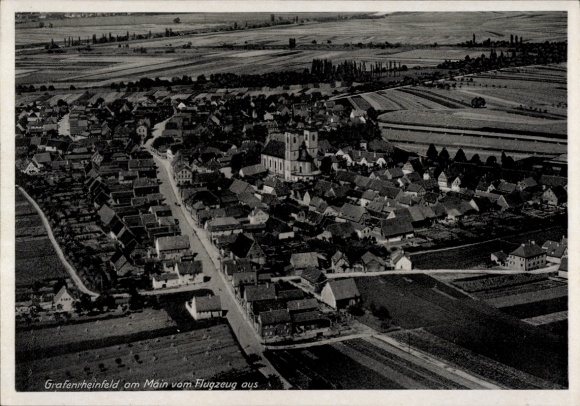 Postcard Grafenrheinfeld am Main Unterfranken, aerial photograph