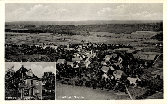 Postcard Unadingen Löffingen in the Black Forest, aerial photograph, commercial building K. Gänsler