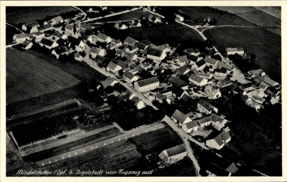 Postcard Mindelstetten Upper Bavaria, aerial photograph