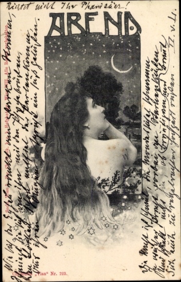 Art Nouveau Postcard Allegory, Evening