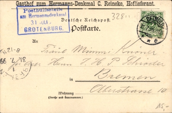 lito Detmold w Westfalii, Grotenburg, Hermannsdenkmal, Gasthof zum Hermannsdenkmal
