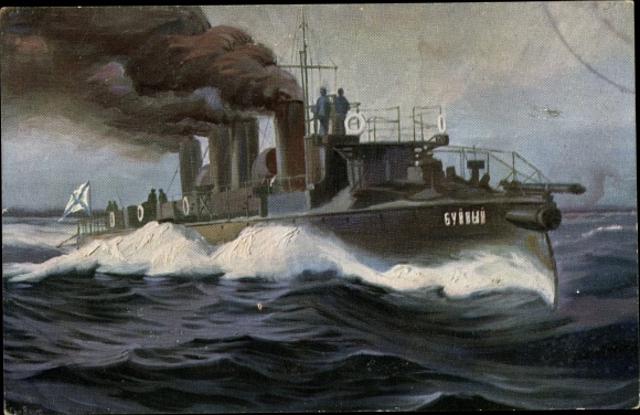 Artist PC Rave, Chr., Marine Gallery 35, Russian warship, Buene, torpedo boat destroyer