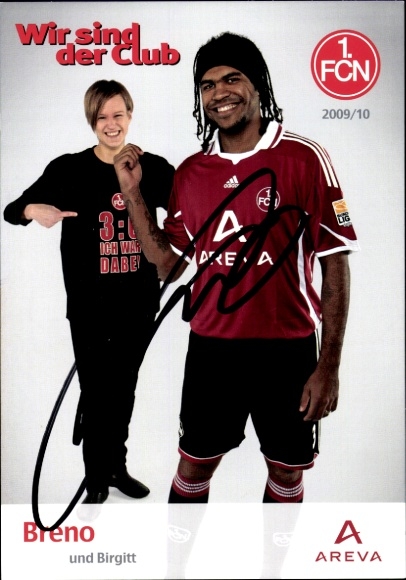 Autograph card footballers Breno and Birgitt, 1. FC Nuremberg, autograph