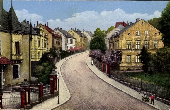 Ak Oederan im Kreis Mittelsachsen, Bahnhofstraße, Nenke und Ostermaier, Photochromie