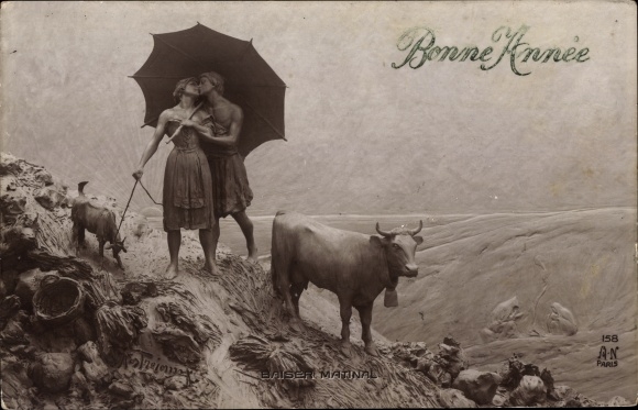 Artist PC Mastroianni, D., Happy New Year, lovers, cows, umbrella