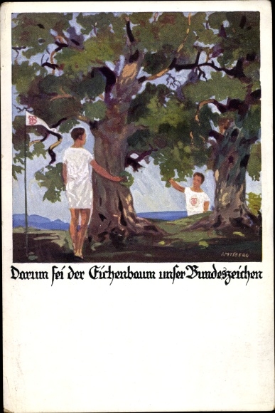 Artist PC Deutsches Turnerschaft, twee jongens bij de eik