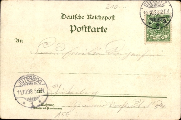 Chromo-Litho Hamburg Bergedorf, castle, railway station track side, boarding house, promenade