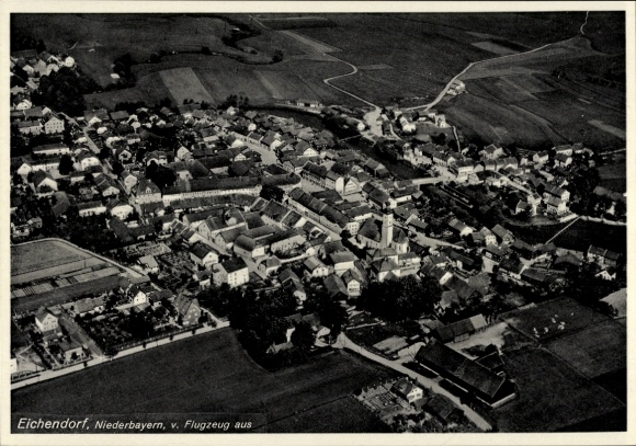 Postcard Eichendorf in Lower Bavaria, aerial photograph