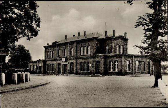 Postcard Teterow in Mecklenburg, train station