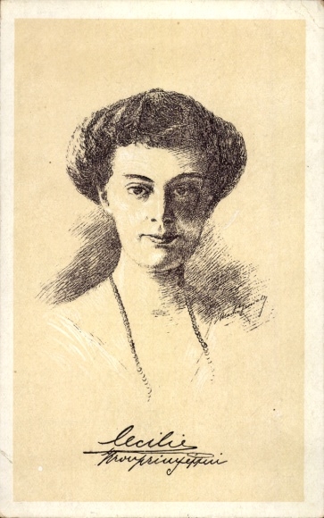 Artist Postcard Crown Princess Cecilie of Prussia, Portrait, Infant and Toddler Protection