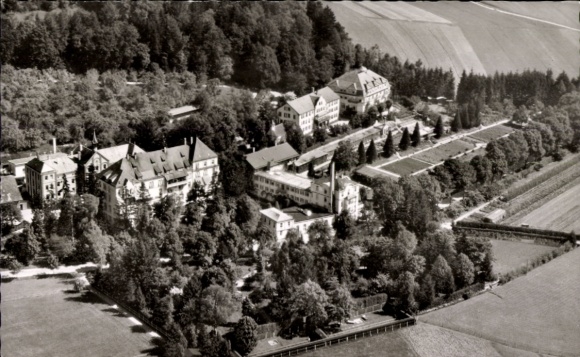 Postcard Jordanbad Biberach an der Riß Upper Swabia Württemberg, aerial photograph of Kneipp'sche Kuranst