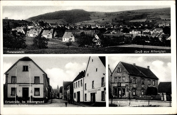 PC Altenglan in the Palatinate, panorama, local street, church, mayor&#39;s office, shop H. Heil