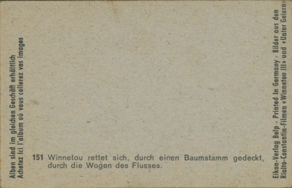 Collector's card Karl May, film scene, Winnetou III, Among Vultures, Winnetou, Pierre Brice, No. 151