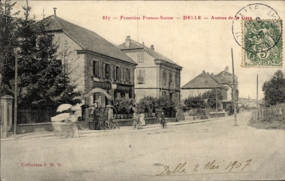 Postcard Delle Territoire de Belfort, Avenue de la Gare