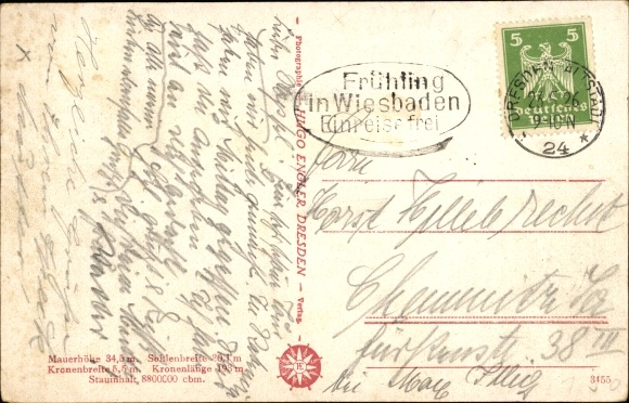 Postcard Paulsdorf Dippoldiswalde in the Eastern Ore Mountains, Malter dam, Seeblick lido, steamer