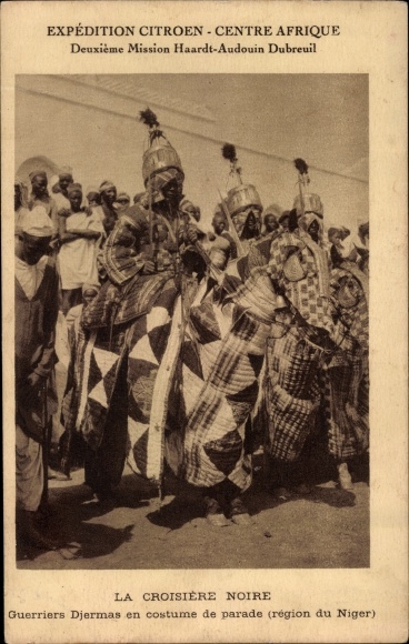 Postcard Niger, Croisiere Noire, Djerma warriors in parade costume