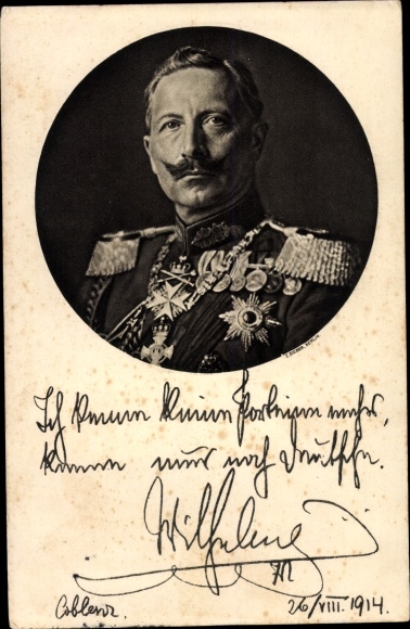Postcard Kaiser Wilhelm II, I don't know any parties anymore, quote 1914
