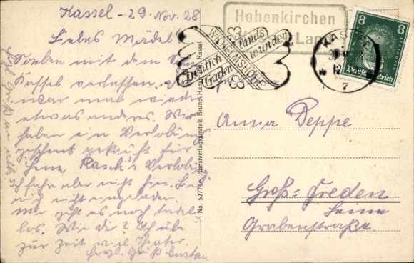 Szablon pocztowy KP Landpoststempel Hohenkirchen Kassel Land