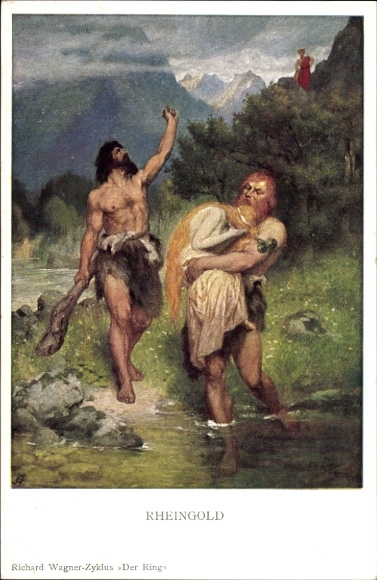Ansichtkaart Rheingold, Richard Wagner, operascène