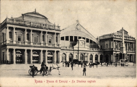 Postcard Roma Rome Lazio, Piazza di Termini, train station