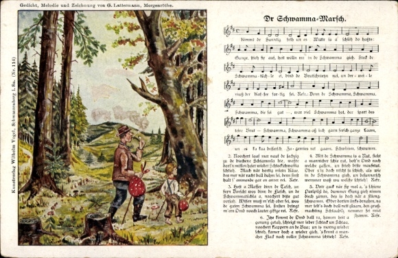 Song Artist Postcard Lattermann, G., Dr Schwamma Marsch, Mushroom Seeker, Wilhelm Vogel No. 114