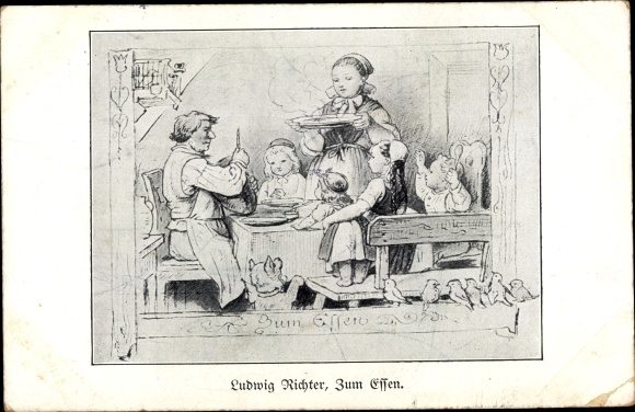 Künstler Ak Richter, Ludwig, Zum Essen