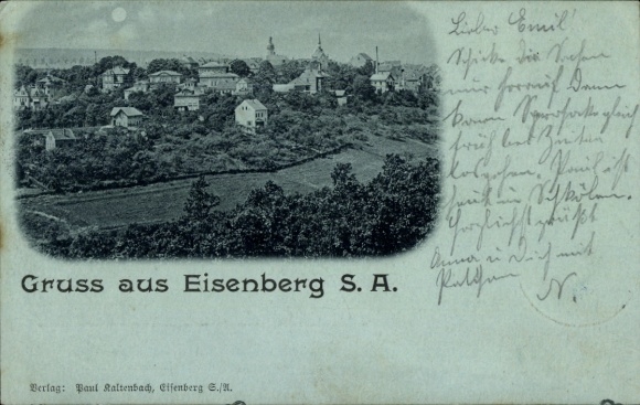 Moonlight Postcard Eisenberg in Thuringia, general view