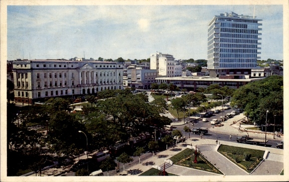 Postcard Asunción Paraguay, Plaza de los Heroes, Banco de Fomento, Hotel Guarani