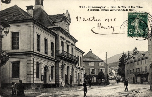 PC Giromagny Schermenei Territoire de Belfort, Hôtel-de-Ville, Rae Thiers, l'Ordon Verrier, date