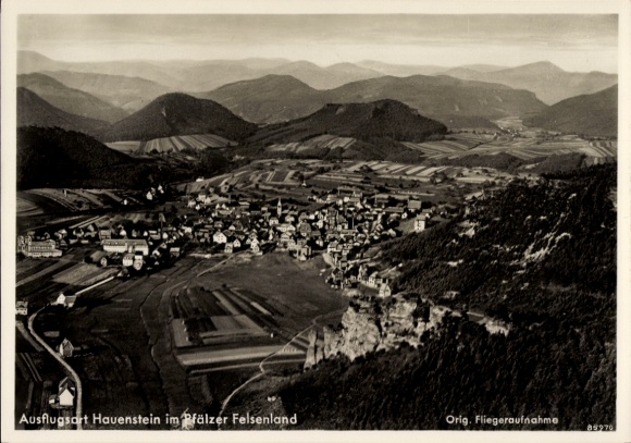Postcard Hauenstein in the Palatinate, aerial photograph
