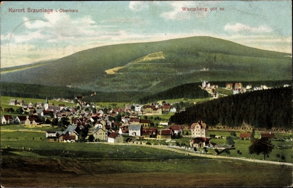 Postcard Braunlage in the Upper Harz, panorama, Wurmberg