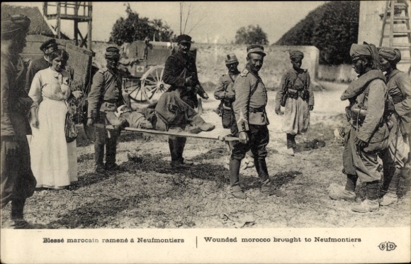 Postcard Chauconin-Neufmontiers Seine et Marne, Moroccan Blessing, French colonial warriors