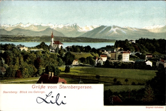 Postcard Starnberg am Starnberger See Upper Bavaria, mountains, general view