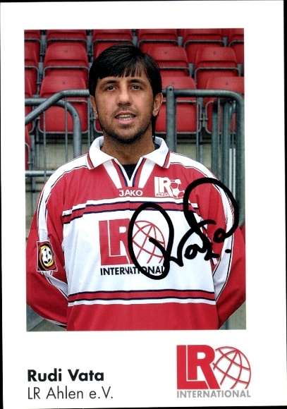 Autogrammkarte Fußballer Rudi Vata, Rot Weiss Ahlen, Autogramm