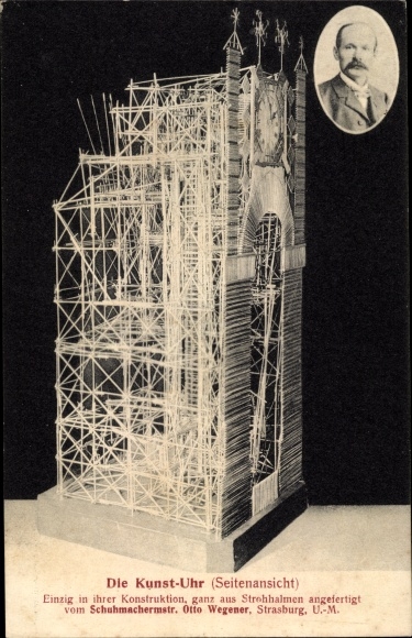 PC Strasburg in the Uckermark, art clock made of straw, master shoemaker Otto Wegener