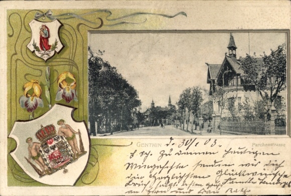 Wytłoczony herb KP Genthin na Kanale Łaby Haweli, Parchenstrasse