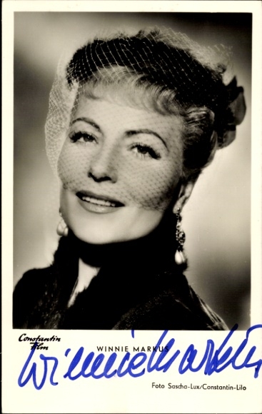 Postcard actress Winnie Markus, portrait, autograph, hat, Crown Prince Rudolf's last love